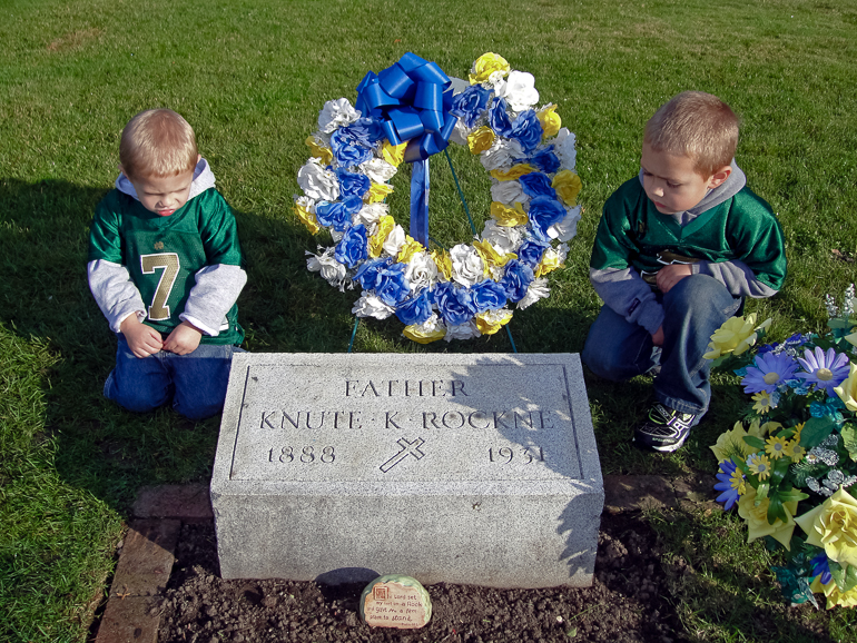 David & Grant Kish, Coach Rockne's Grave