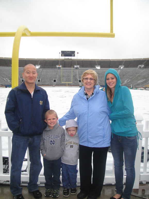 Jordan, Grant & David Kish, Dian Crites, Brittany Baehr, Notre Dame Stadium