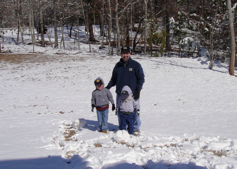 Snow in South Town: Grant, Dave & David Kish, Douglasville, GA