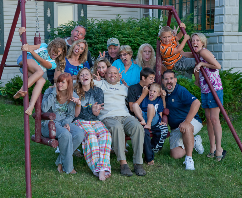 Dennis & his retards!   Back Row: Jim & Darcy Fisher, Ellen Kish, Bob, Dian & Kris Crites - Front Row: Gabriella Kish, Brittany Baehr, Sydney Fisher, Dennis, Matt, David, Dave, Grant & Leigh Kish