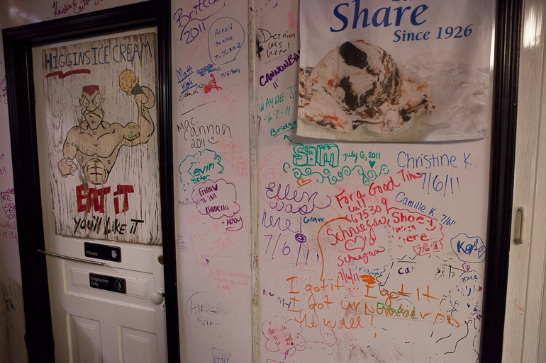 The White Board at Higgins Ice Cream Shop