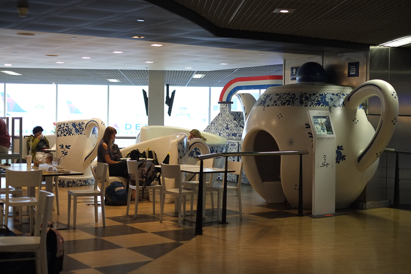 Tea cup tables at the Dutch Kitchen, Schipol Airport, Amsterdam
