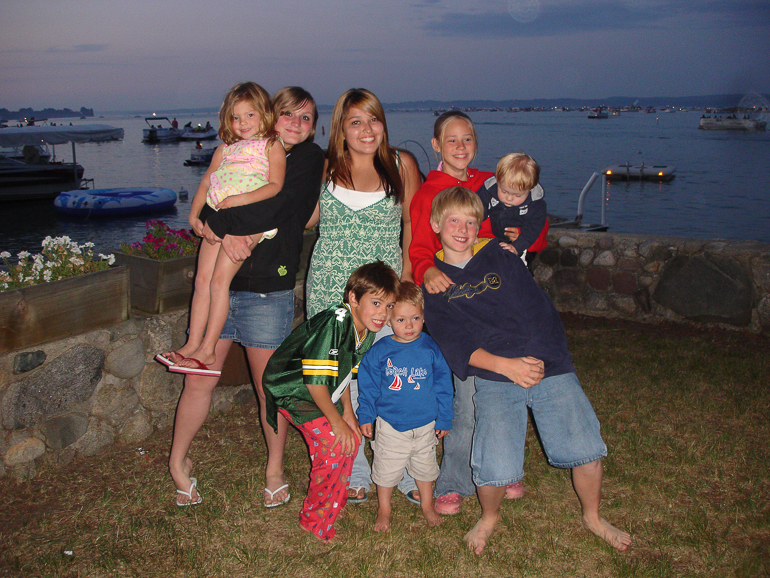 Back: Gabriella Kish, Sydney Fisher, ?, Brittany Baehr, David Kish.  Front: Matthew & Grant Kish, Tyler Baehr.