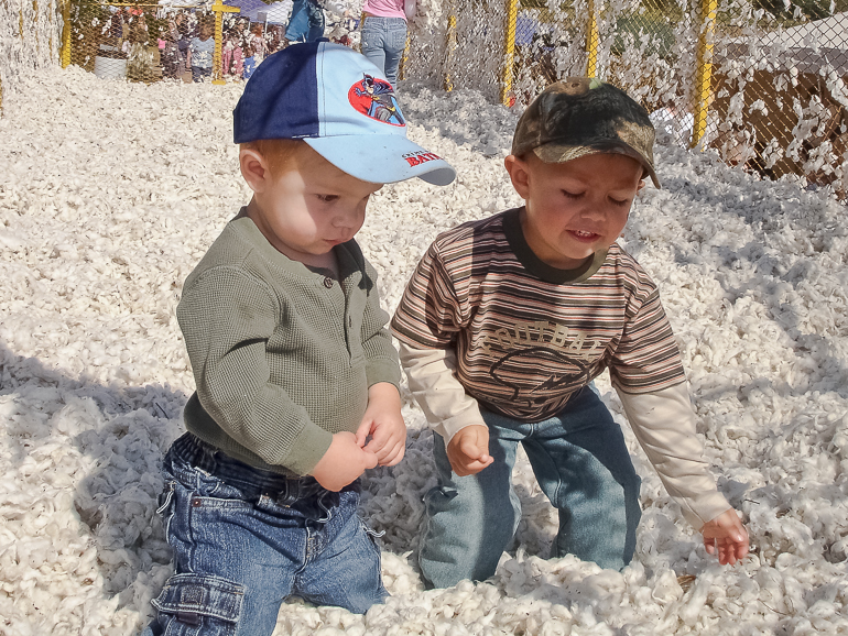 David & Grant Kish on the Cotton trailer at the Pumpkin Patch, Hayden, AL