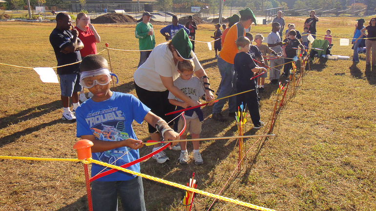 Grant Kish learns about Archery.