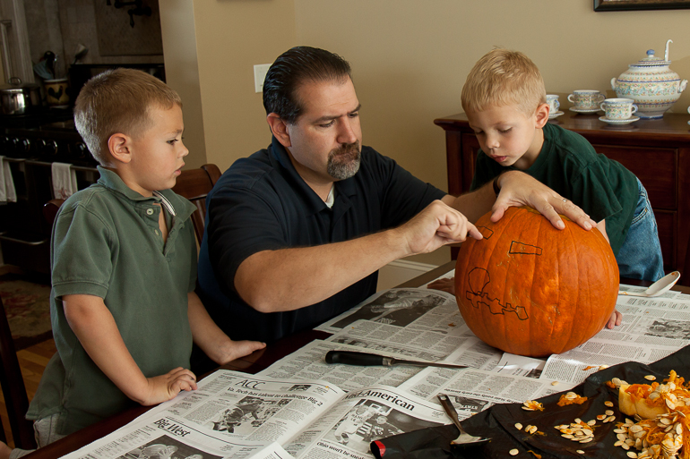 Grant, Dave & David Kish, pumpkin carving