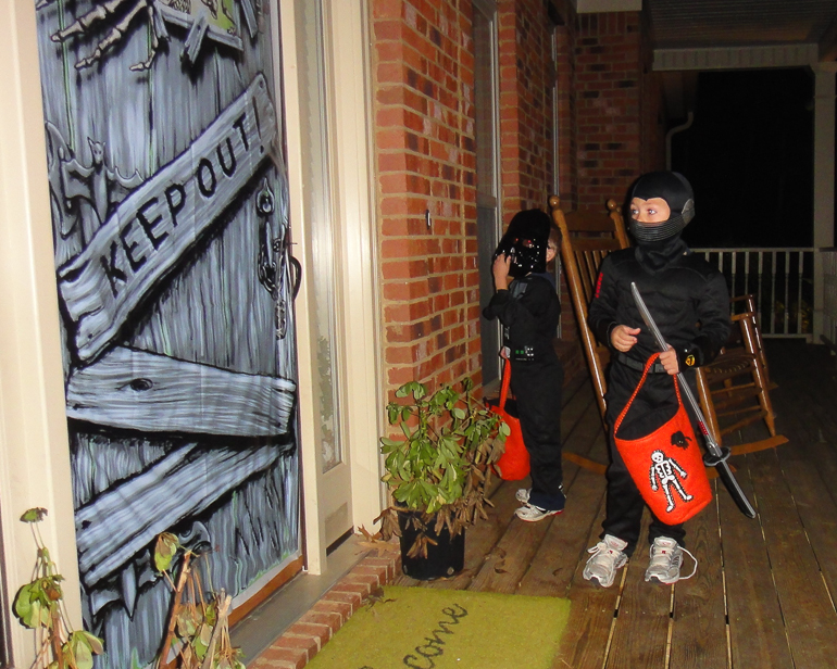 David & Grant Kish go trick or treating.