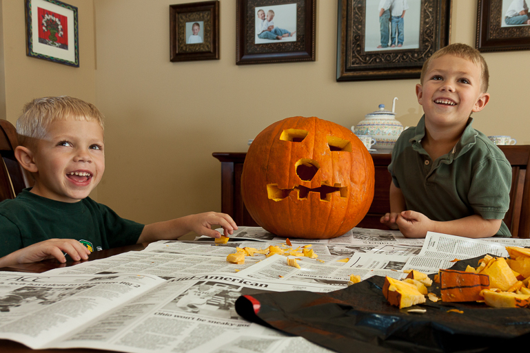 Grant & David Kish, pumpkin carving