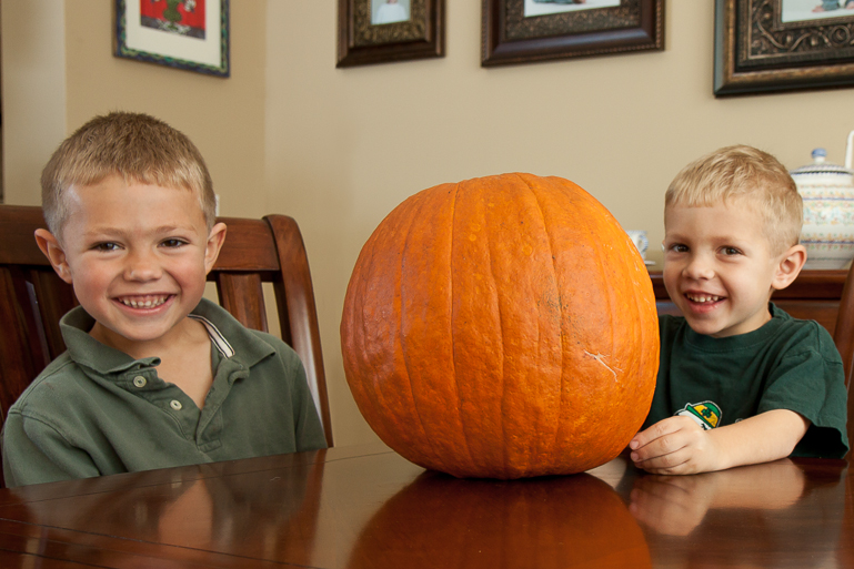 Grant & David Kish, pumpkin carving