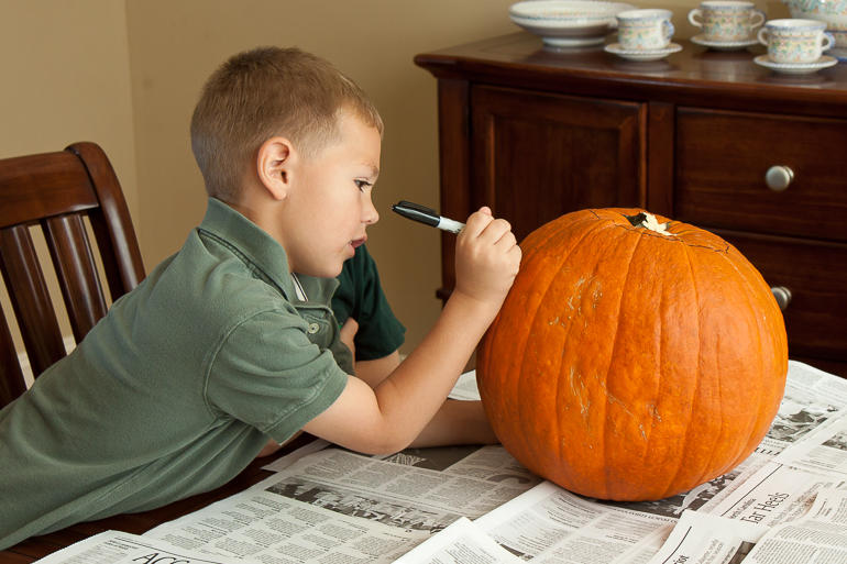 Grant & David Kish, pumpkin carving