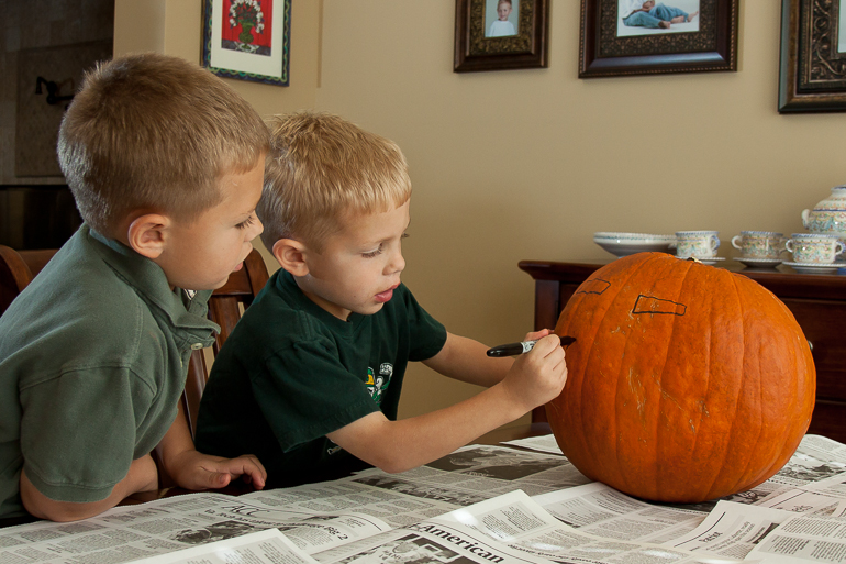 Grant & David Kish, pumpkin carving