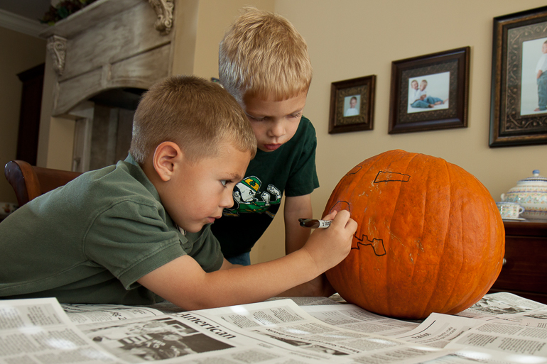 Grant & David Kish, pumpkin carving