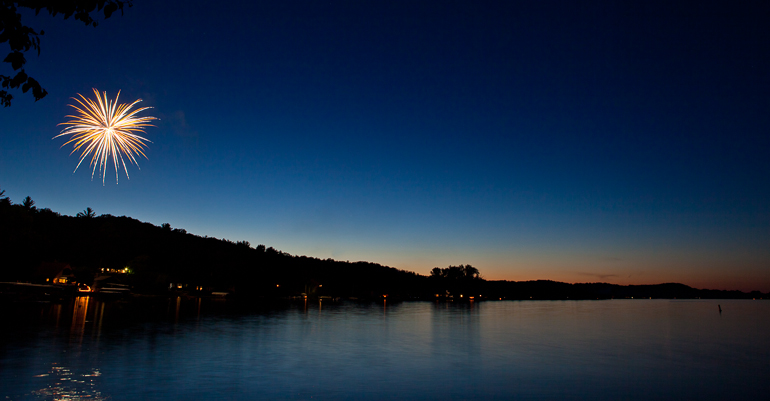 Firework over Torch Lake