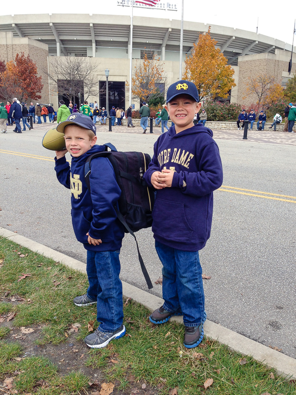 David & Grant Kish outside Notre Dame stadium